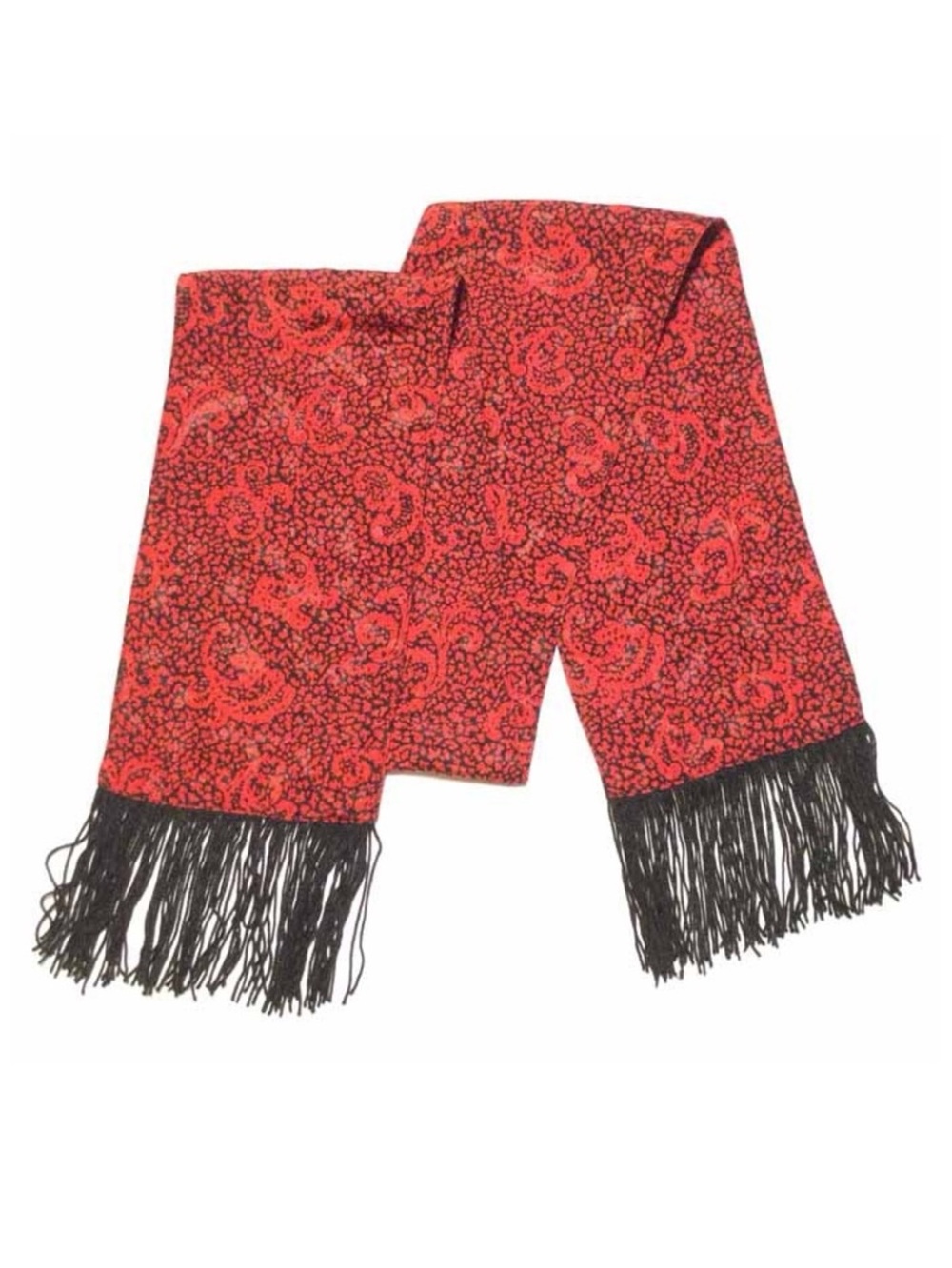 Scarf - Long Red & Black with Fringe